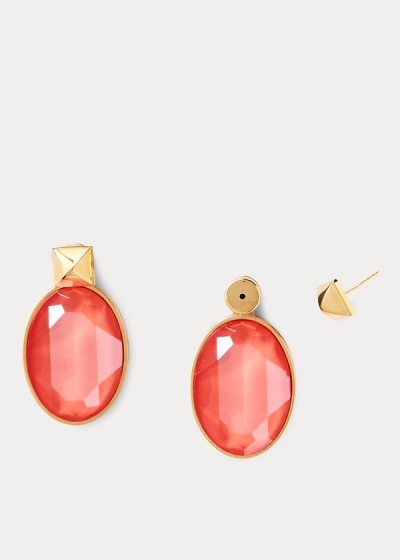 Pendientes Ralph Lauren Mujer Coral - Oval Crystal Drop - YXWVR4285